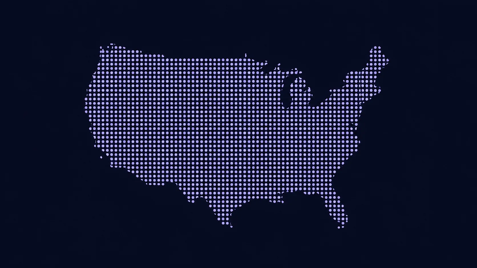 Mapa dos Estados Unidos em pontos com destaque para Flórida, Massachusetts, New Jersey e Texas